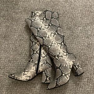FAUX SNAKESKIN BOOTS